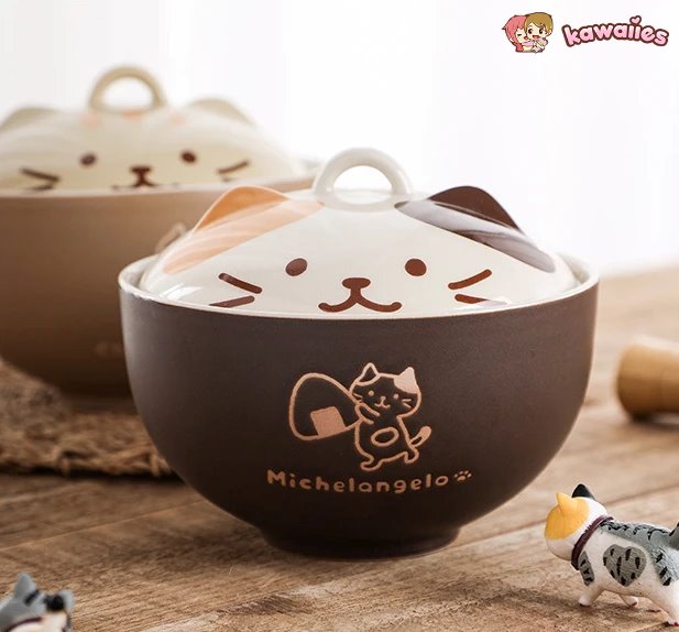 kawaiies-softtoys-plushies-kawaii-plush-Japanese-themed Ceramic Cat Bowls Home Decor 