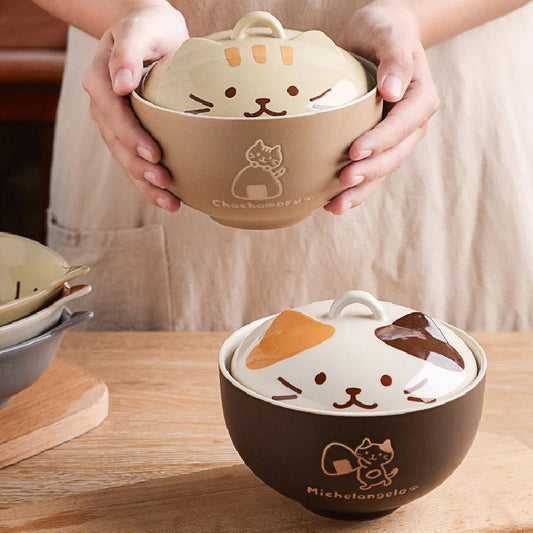 kawaiies-softtoys-plushies-kawaii-plush-Japanese-themed Ceramic Cat Bowls Home Decor 