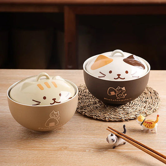 kawaiies-softtoys-plushies-kawaii-plush-Japanese-themed Ceramic Cat Bowls Home Decor 