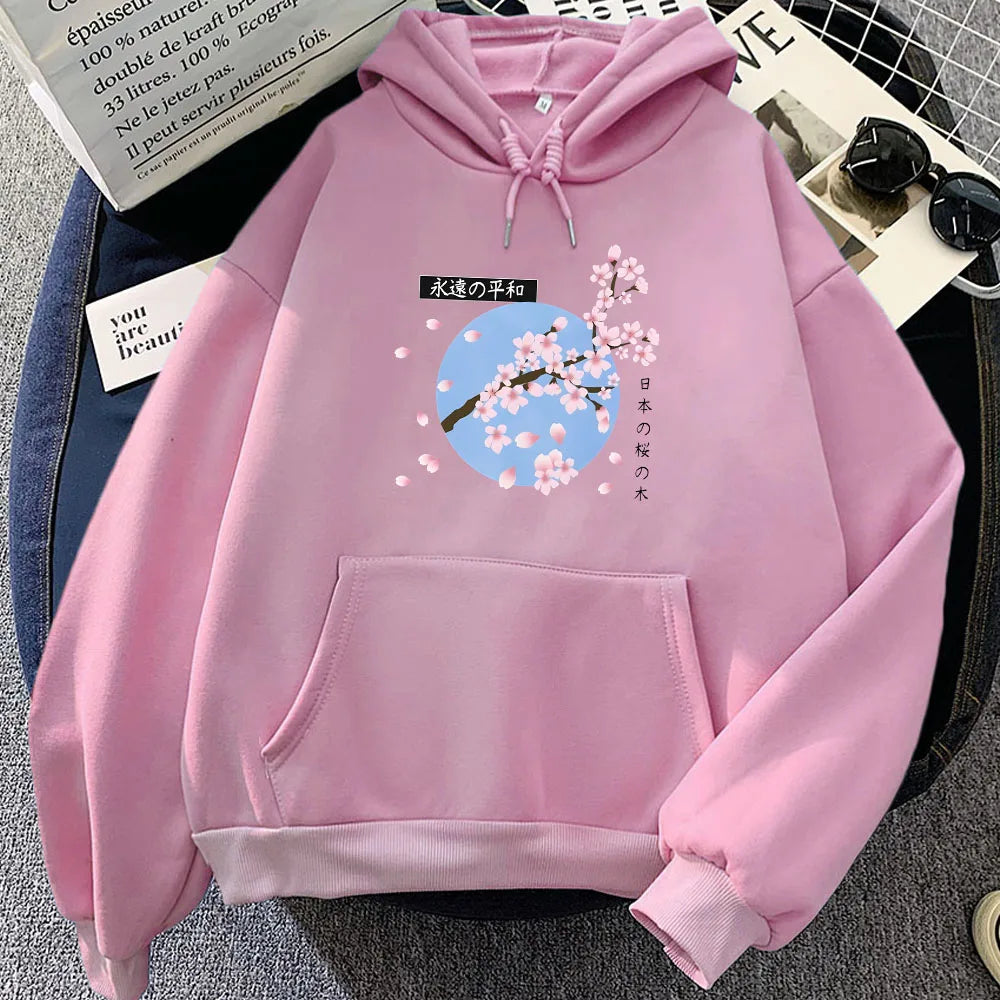 Japanese themed Cherry Blossom Blue Sky Unisex Hoodie Kawaiies
