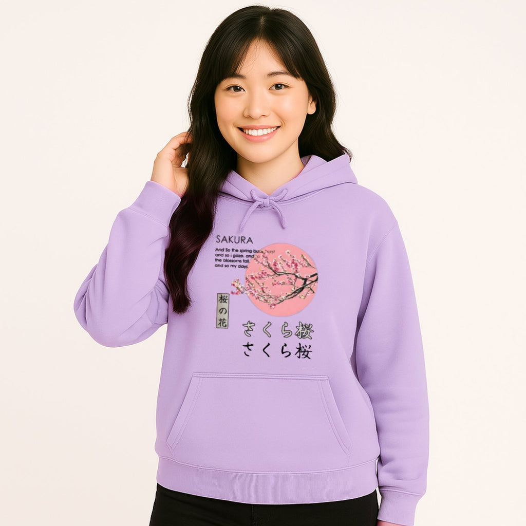 kawaiies-softtoys-plushies-kawaii-plush-Japanese-themed Cherry Blossom Pink Sun Unisex Hoodie Apparel Purple XS 