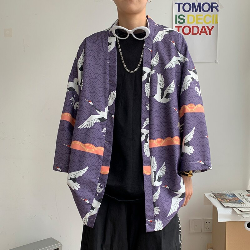 kawaiies-softtoys-plushies-kawaii-plush-Japanese-themed Dragon Crane Male Yukata Collection | NEW Kimono Purple M 