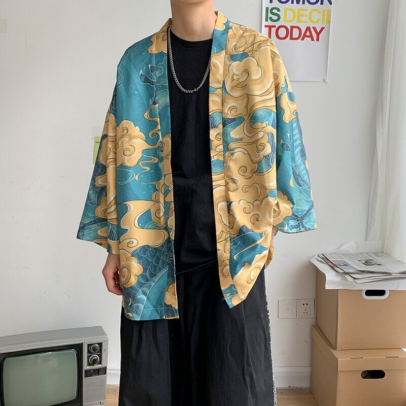 kawaiies-softtoys-plushies-kawaii-plush-Japanese-themed Dragon Crane Male Yukata Collection | NEW Kimono Sky Blue M 