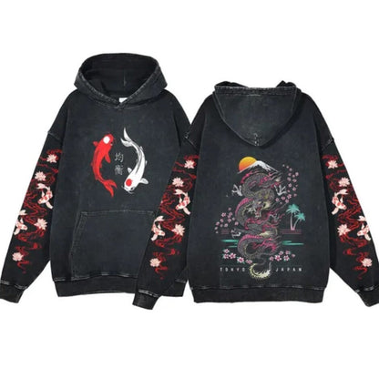 kawaiies-softtoys-plushies-kawaii-plush-Japanese-themed Dragon Unisex Vintage Hoodies Apparel Colored S 