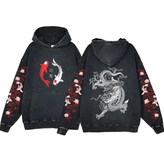 kawaiies-softtoys-plushies-kawaii-plush-Japanese-themed Dragon Unisex Vintage Hoodies Apparel White S 
