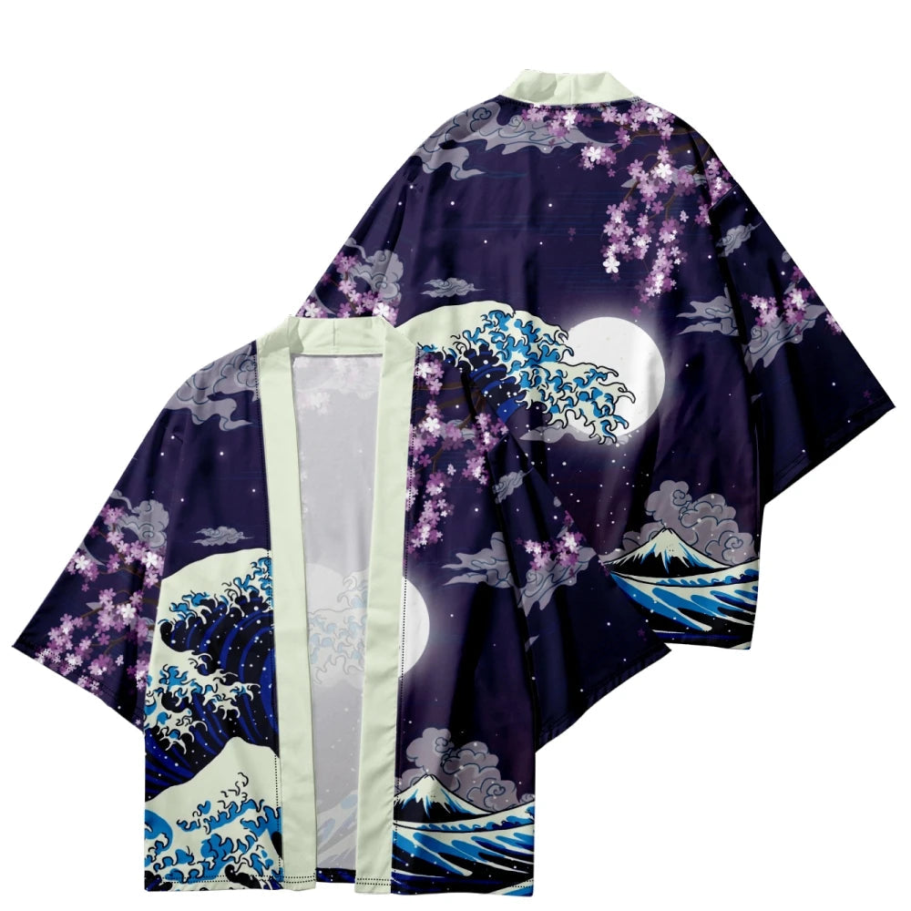 kawaiies-softtoys-plushies-kawaii-plush-Japanese-themed Great Wave off Kanagawa Unisex Kimonos Kimono Purple S 