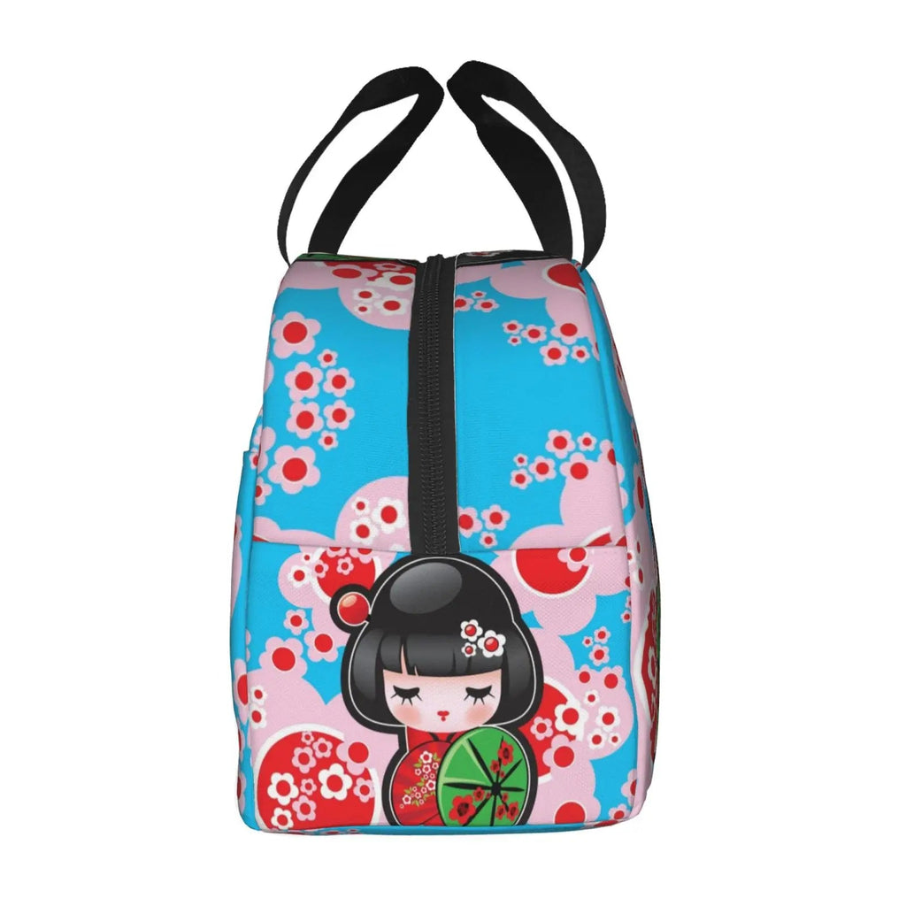 kawaiies-softtoys-plushies-kawaii-plush-Japanese-themed Keiko Kokeshi Doll Insulated Lunch Bag Collection Bag 