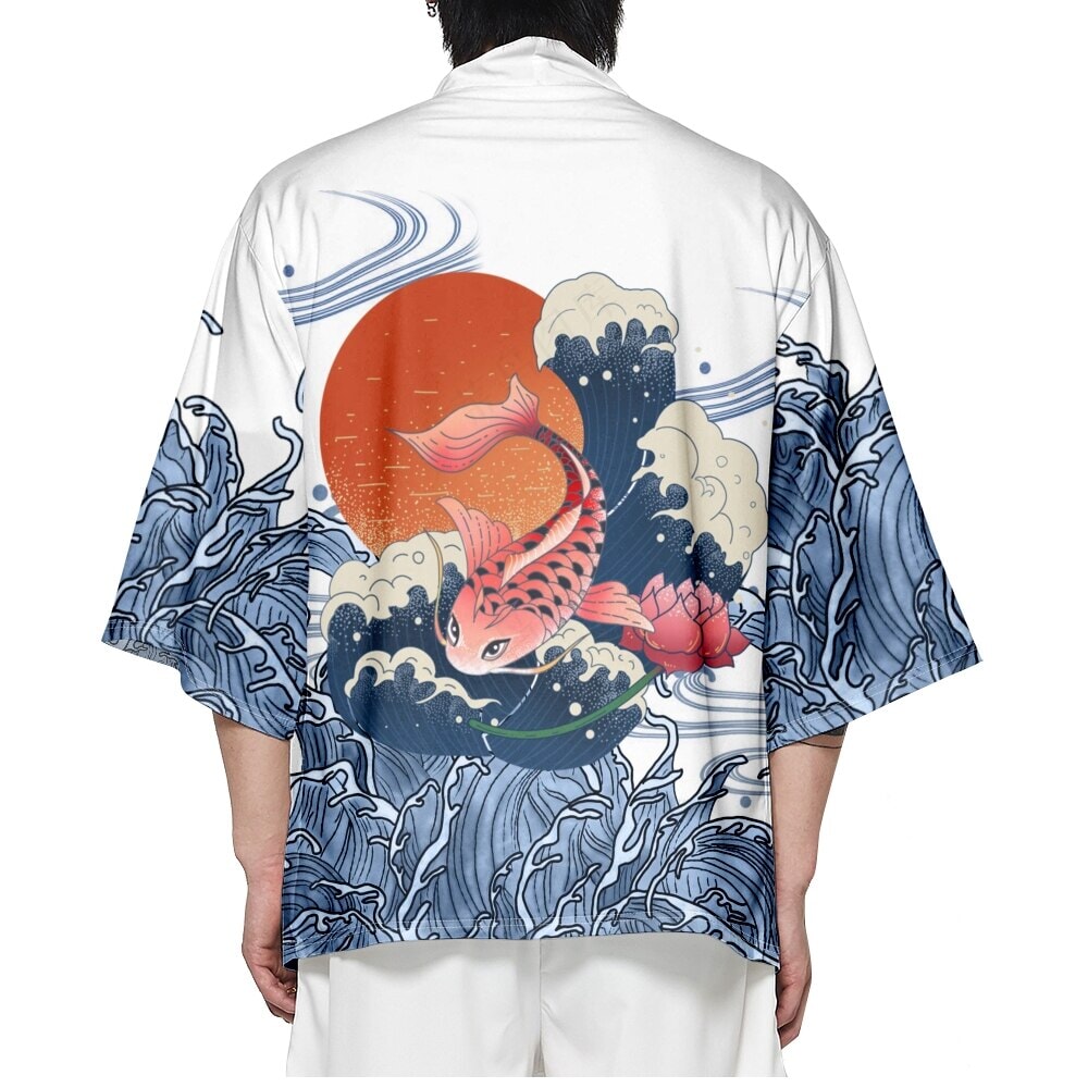 kawaiies-softtoys-plushies-kawaii-plush-Japanese-themed Koi Fish Sun Wave Unisex Kimono | NEW Kimono 