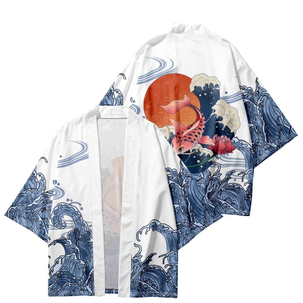 kawaiies-softtoys-plushies-kawaii-plush-Japanese-themed Koi Fish Sun Wave Unisex Kimono | NEW Kimono S 