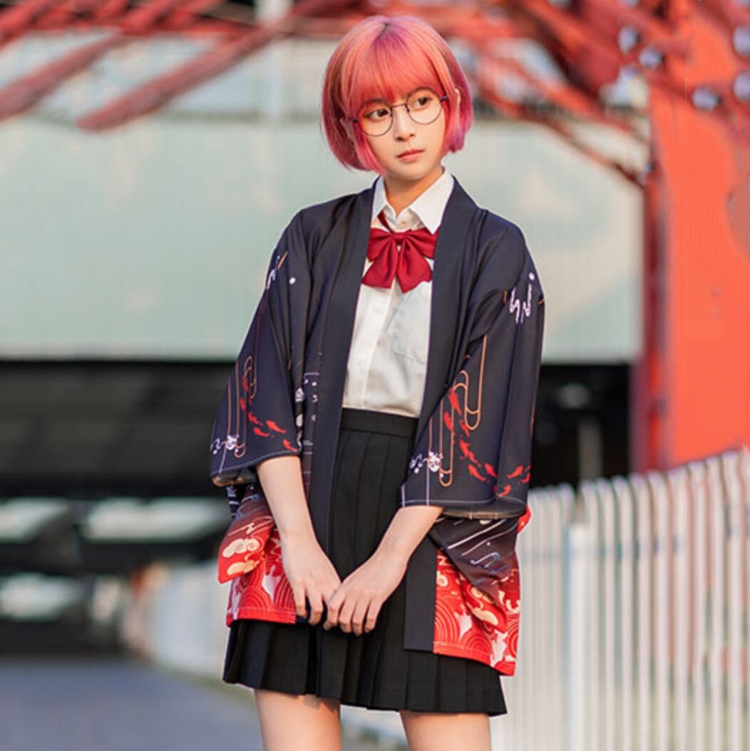 kawaiies-softtoys-plushies-kawaii-plush-Japanese-themed Koi of Torii Gate Women's Kimono Kimono 