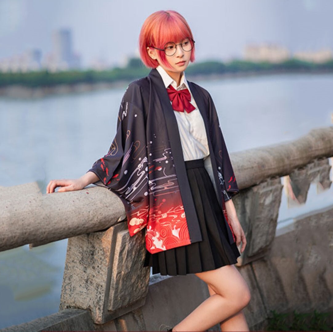 kawaiies-softtoys-plushies-kawaii-plush-Japanese-themed Koi of Torii Gate Women's Kimono Kimono 