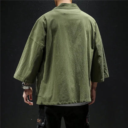 kawaiies-softtoys-plushies-kawaii-plush-Japanese-themed Moss Green Charcoal Grey Men’s Kimono Jacket Kimono 