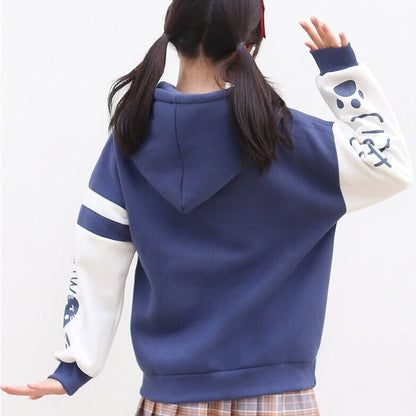 kawaiies-softtoys-plushies-kawaii-plush-Japanese-themed Pink Blue Two-Tone Cat Hoodie Hoodies 