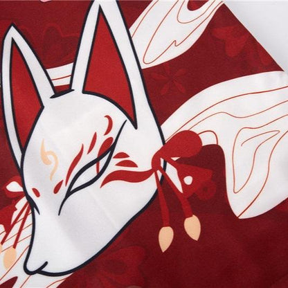 kawaiies-softtoys-plushies-kawaii-plush-Japanese-themed Red Navy Samurai Cat Mask Unisex Kimono Kimono 