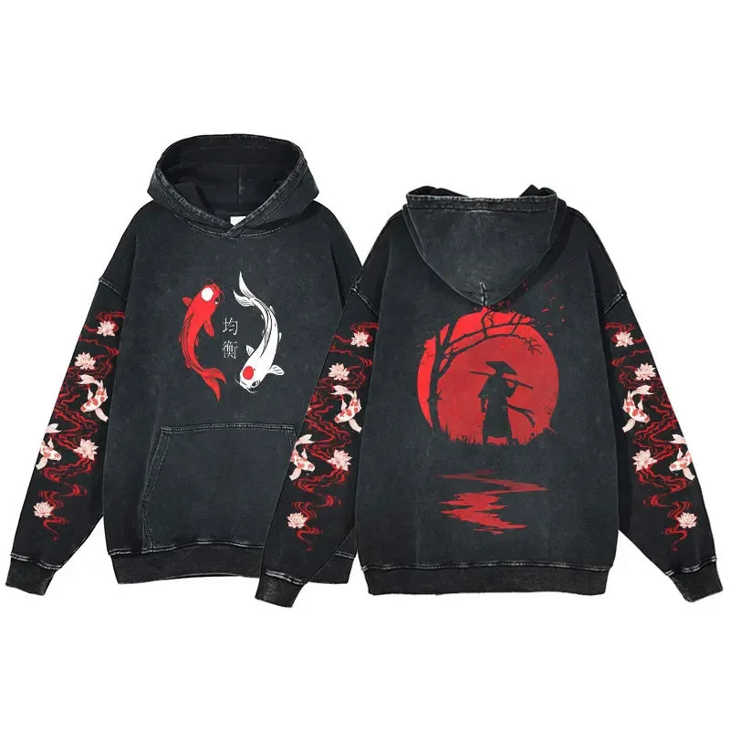 kawaiies-softtoys-plushies-kawaii-plush-Japanese-themed Red Sun Unisex Vintage Washed Hoodies Apparel Warrior S 