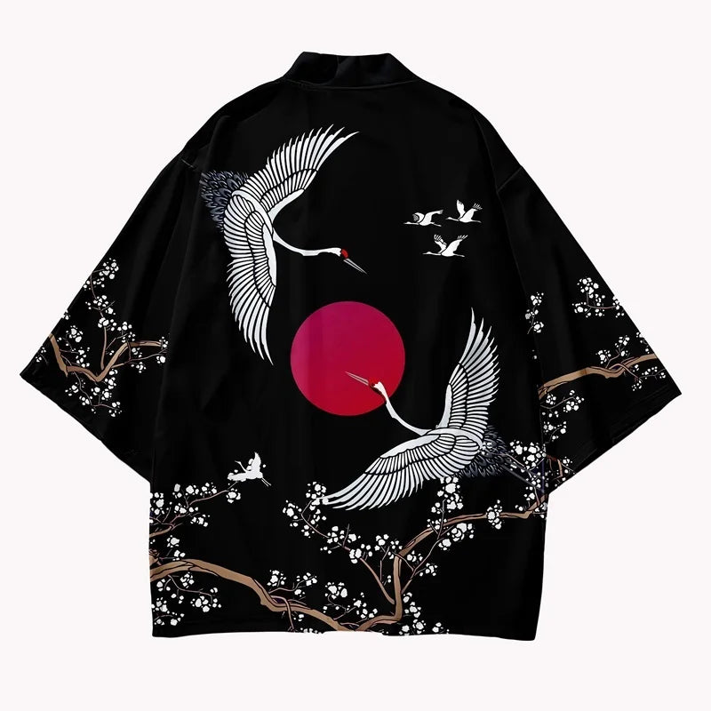 kawaiies-softtoys-plushies-kawaii-plush-Japanese-themed Red Sun White Cranes Unisex Kimono Kimono Small Sun 