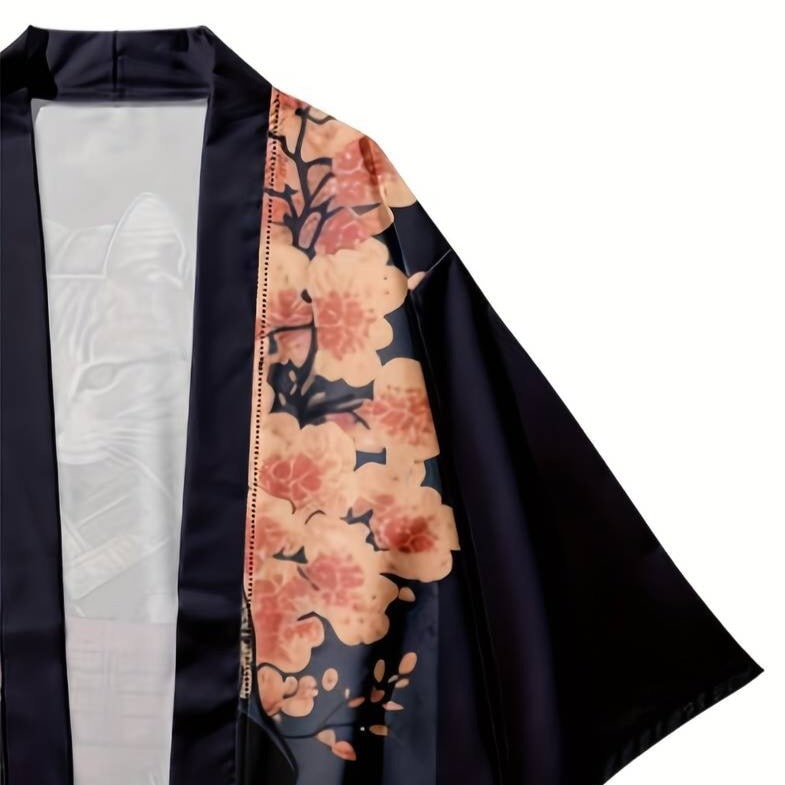 kawaiies-softtoys-plushies-kawaii-plush-Japanese-themed Sakura Samurai Cat Print Unisex Kimono Kimono 