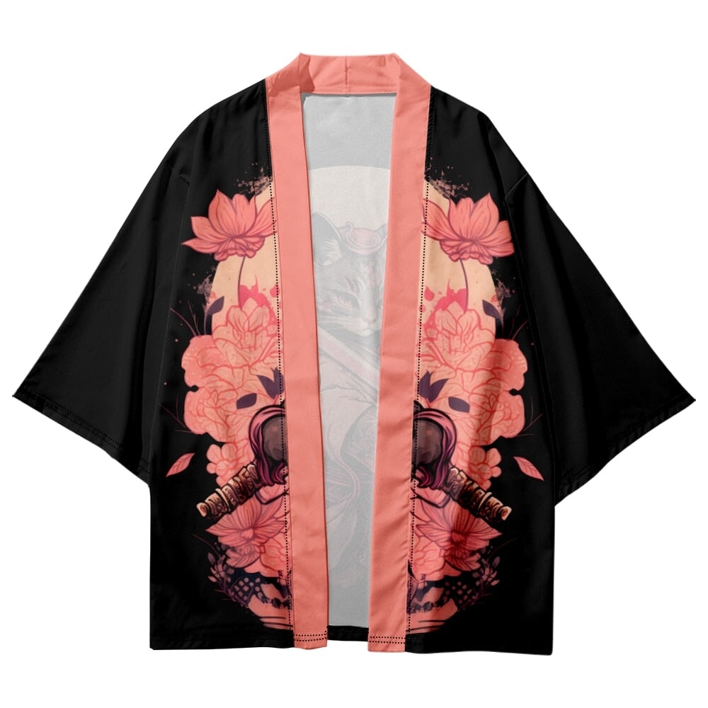 kawaiies-softtoys-plushies-kawaii-plush-Japanese-themed Sakura Samurai Cat Print Unisex Kimono Kimono 