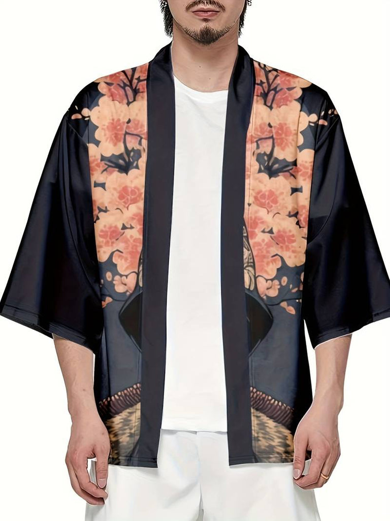 kawaiies-softtoys-plushies-kawaii-plush-Japanese-themed Sakura Samurai Cat Print Unisex Kimono Kimono 