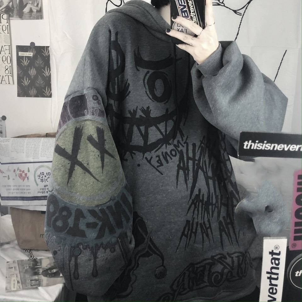 kawaiies-softtoys-plushies-kawaii-plush-Japanese-themed Style Kei Clothes Gothic Hoodie Sweatshirt Black S 