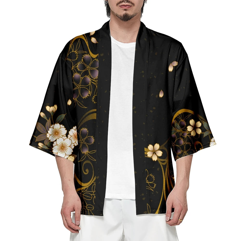 kawaiies-softtoys-plushies-kawaii-plush-Japanese-themed White Crane Black Gold Unisex Kimono Kimono 