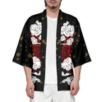 kawaiies-softtoys-plushies-kawaii-plush-Japanese-themed White Fox Mask Print Unisex Kimono Kimono 