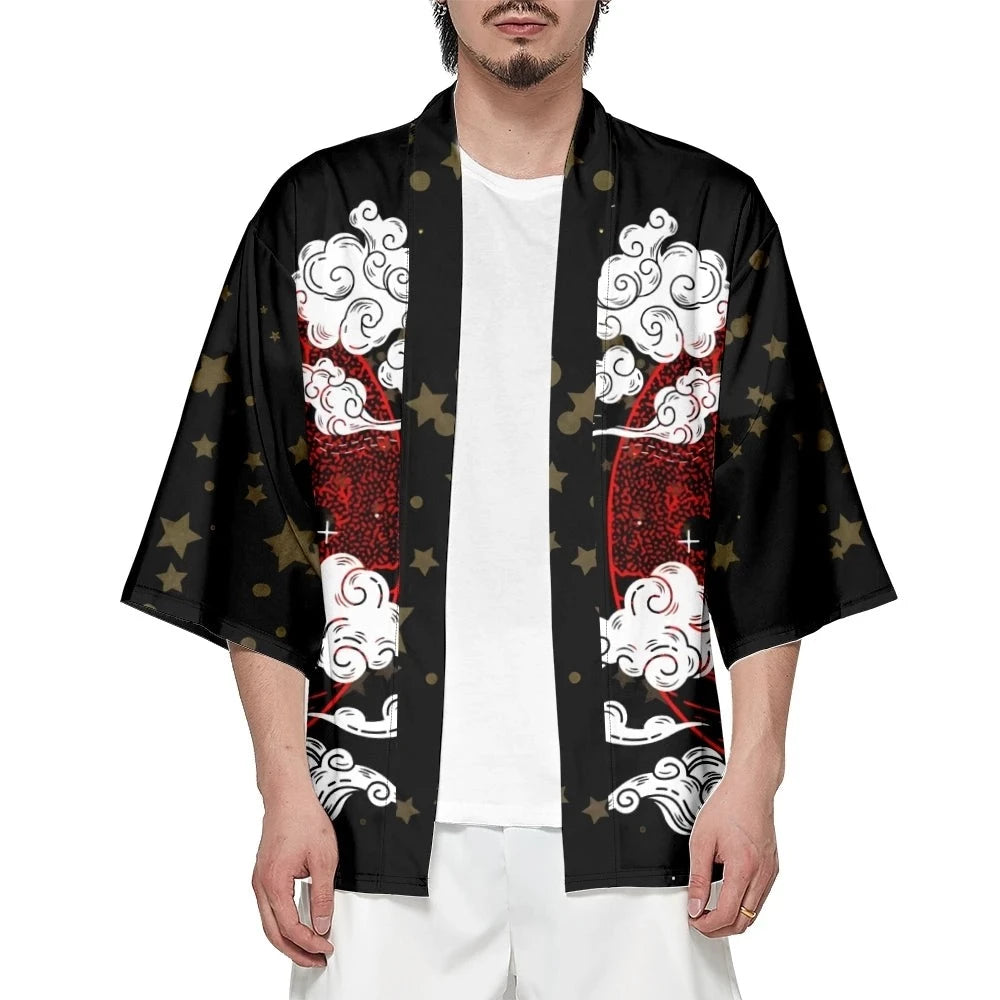 kawaiies-softtoys-plushies-kawaii-plush-Japanese-themed White Fox Mask Print Unisex Kimono Kimono 