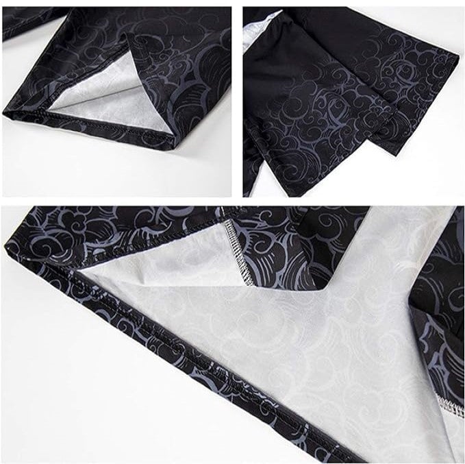 kawaiies-softtoys-plushies-kawaii-plush-Japanese White Black Sakura Crane Mountains Mens Two-Piece Kimono Yukata Top & Pants Sets Kimono 