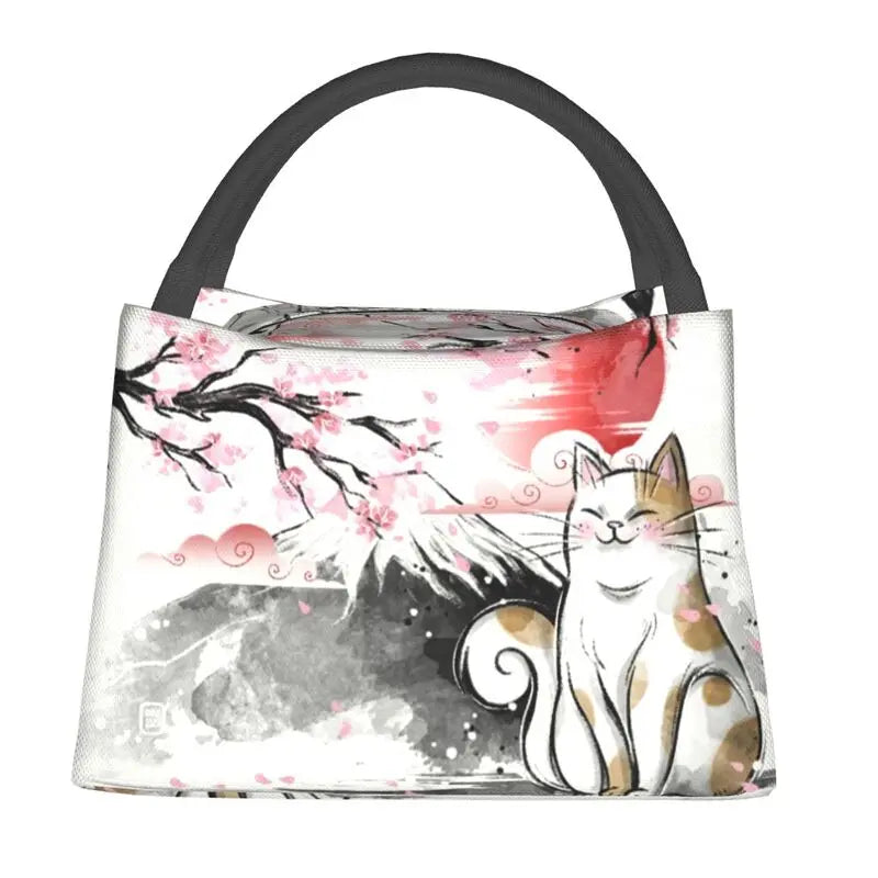 kawaiies-softtoys-plushies-kawaii-plush-Japense-themed Sakura Mt Fuji Cat Lunch Bag Bags 