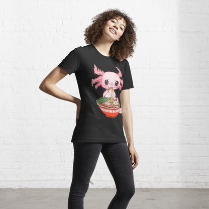 kawaiies-softtoys-plushies-kawaii-plush-Kawaii Axolotl Enjoying Ramen Noodles Tee Apparel 