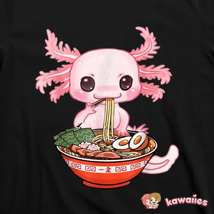 kawaiies-softtoys-plushies-kawaii-plush-Kawaii Axolotl Enjoying Ramen Noodles Tee Apparel 