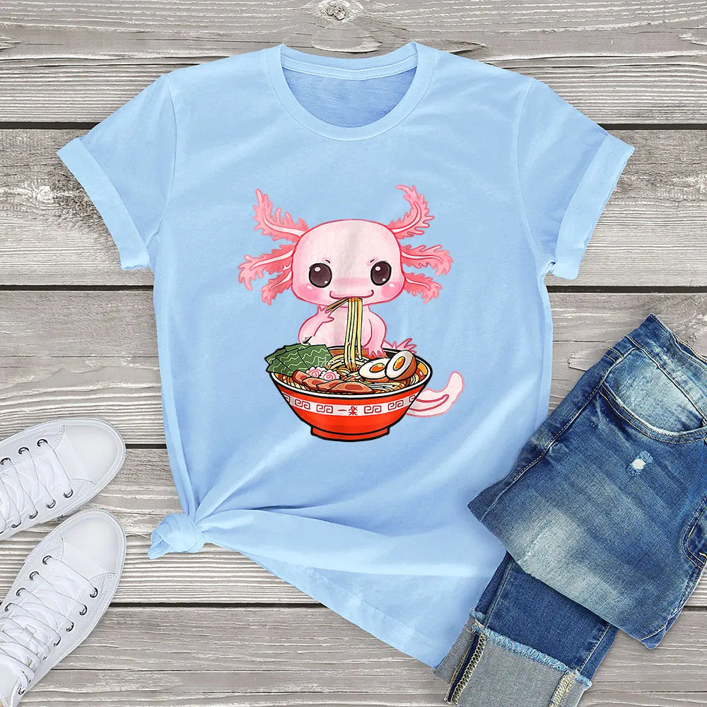 kawaiies-softtoys-plushies-kawaii-plush-Kawaii Axolotl Enjoying Ramen Noodles Tee Apparel Sky Blue XS 