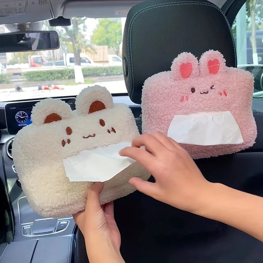 kawaiies-softtoys-plushies-kawaii-plush-Kawaii Bear and Bunny Car Plush Tissue Box Cover Car 