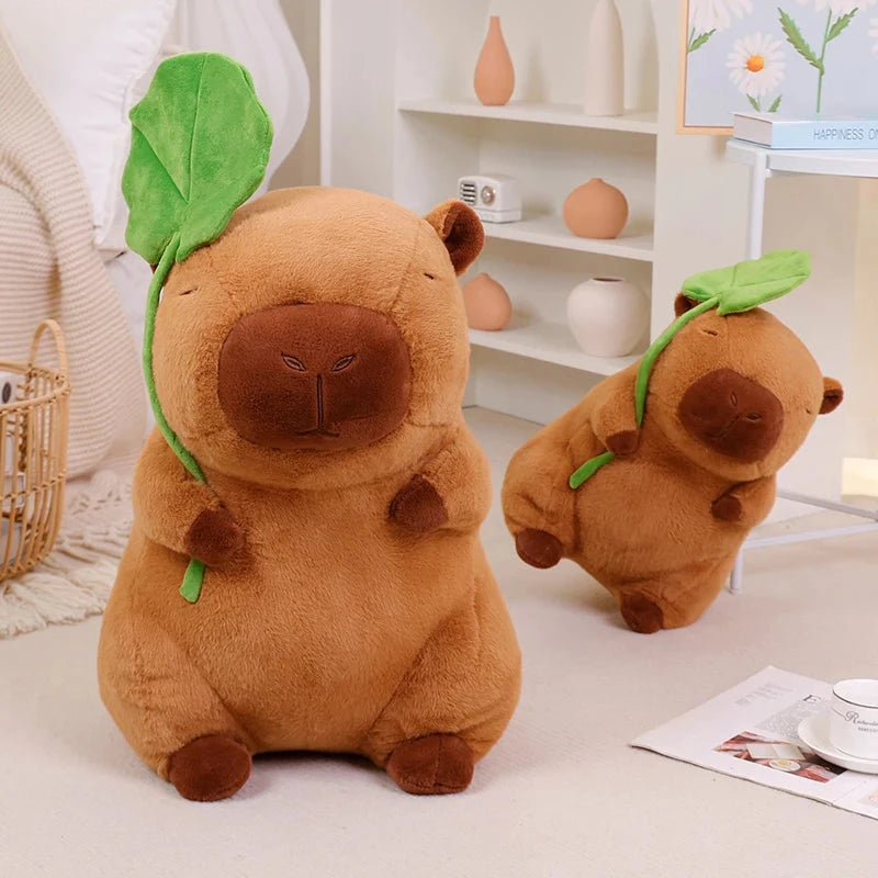 kawaiies-softtoys-plushies-kawaii-plush-Kawaii Capybara Plushie Holding Leaf Soft toy 
