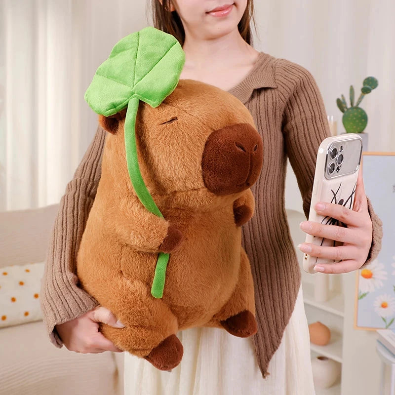 kawaiies-softtoys-plushies-kawaii-plush-Kawaii Capybara Plushie Holding Leaf Soft toy 