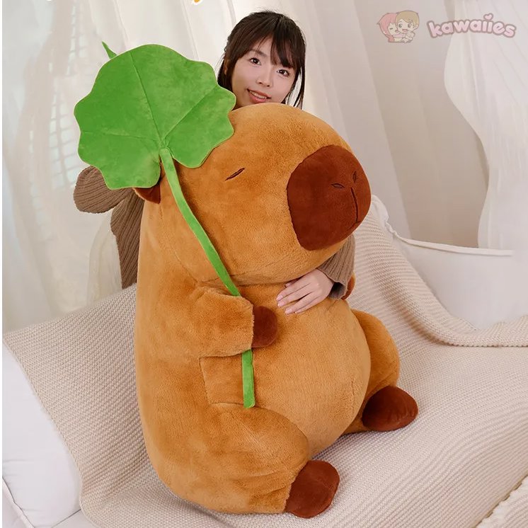 kawaiies-softtoys-plushies-kawaii-plush-Kawaii Capybara Plushie Holding Leaf Soft toy 