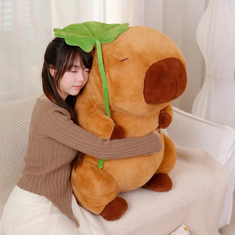 kawaiies-softtoys-plushies-kawaii-plush-Kawaii Capybara Plushie Holding Leaf Soft toy 