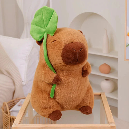 kawaiies-softtoys-plushies-kawaii-plush-Kawaii Capybara Plushie Holding Leaf Soft toy 30cm 