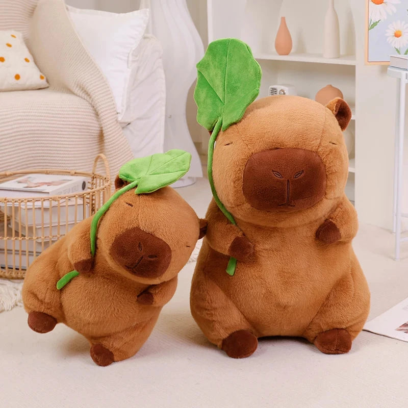 kawaiies-softtoys-plushies-kawaii-plush-Kawaii Capybara Plushie Holding Leaf Soft toy 