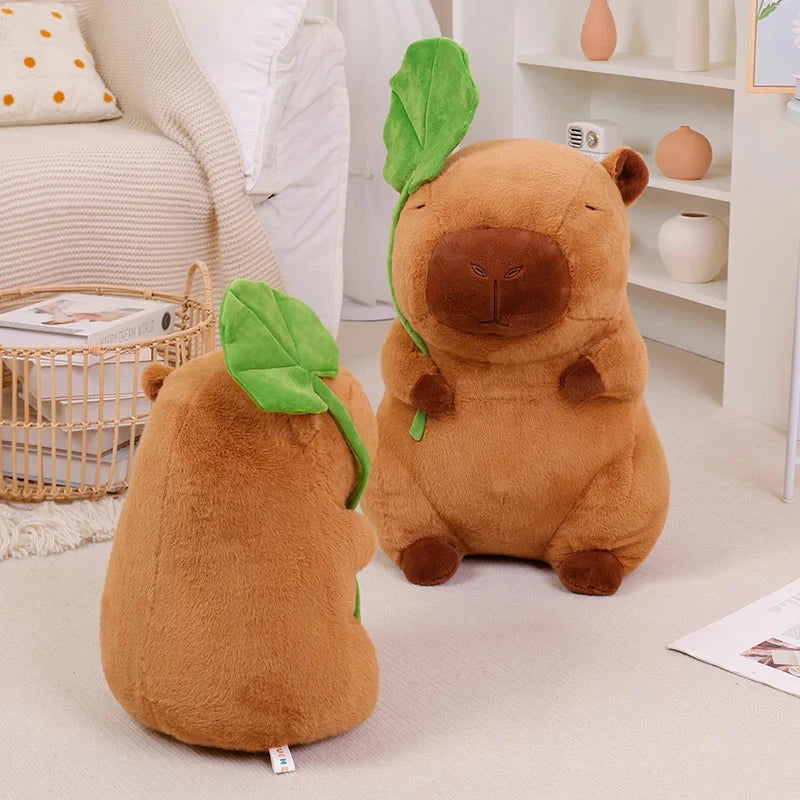 kawaiies-softtoys-plushies-kawaii-plush-Kawaii Capybara Plushie Holding Leaf Soft toy 