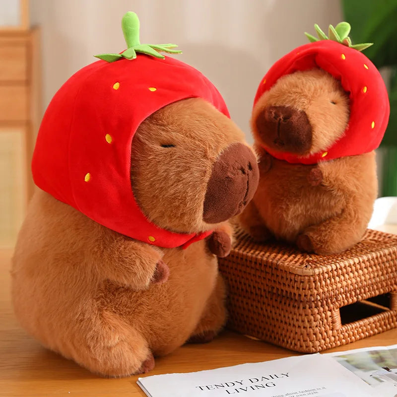 kawaiies-softtoys-plushies-kawaii-plush-Kawaii Capybara with Strawberry Hat Plushie Soft toy 