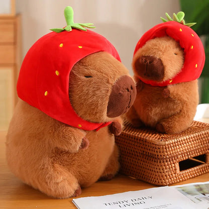 kawaiies-softtoys-plushies-kawaii-plush-Kawaii Capybara with Strawberry Hat Plushie Soft toy 
