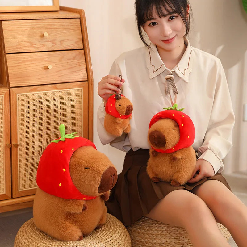 kawaiies-softtoys-plushies-kawaii-plush-Kawaii Capybara with Strawberry Hat Plushie Soft toy 