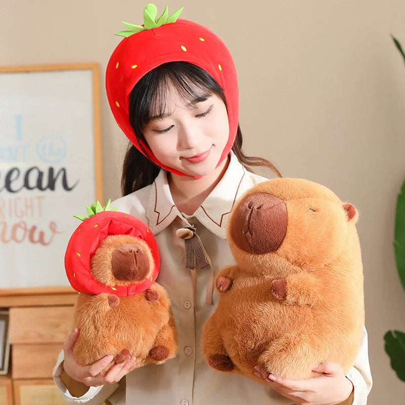 kawaiies-softtoys-plushies-kawaii-plush-Kawaii Capybara with Strawberry Hat Plushie Soft toy 