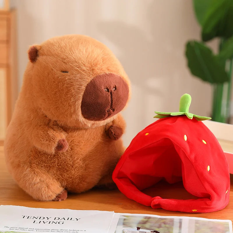 kawaiies-softtoys-plushies-kawaii-plush-Kawaii Capybara with Strawberry Hat Plushie Soft toy 