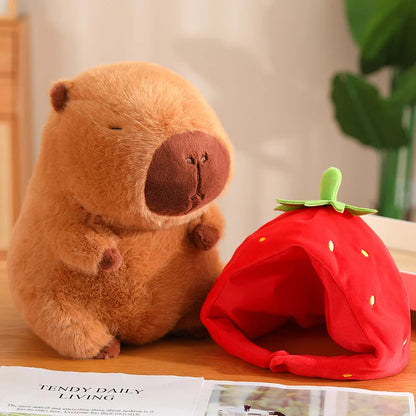 kawaiies-softtoys-plushies-kawaii-plush-Kawaii Capybara with Strawberry Hat Plushie Soft toy 
