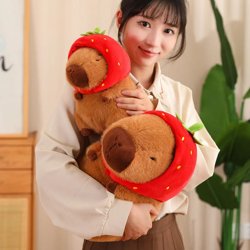 kawaiies-softtoys-plushies-kawaii-plush-Kawaii Capybara with Strawberry Hat Plushie Soft toy 