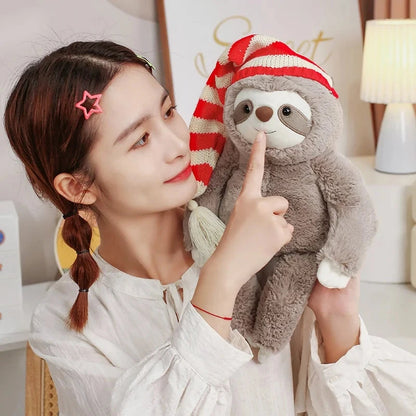 kawaiies-softtoys-plushies-kawaii-plush-Kawaii Christmas Sloth Plush with Striped Hat Soft toy 