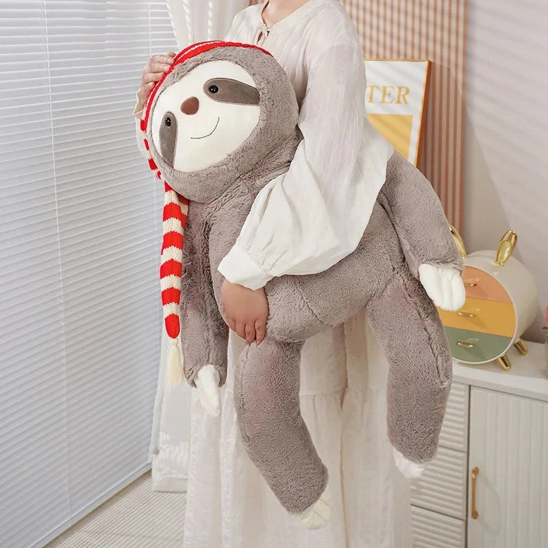 kawaiies-softtoys-plushies-kawaii-plush-Kawaii Christmas Sloth Plush with Striped Hat Soft toy 