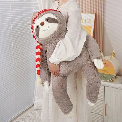 kawaiies-softtoys-plushies-kawaii-plush-Kawaii Christmas Sloth Plush with Striped Hat Soft toy 